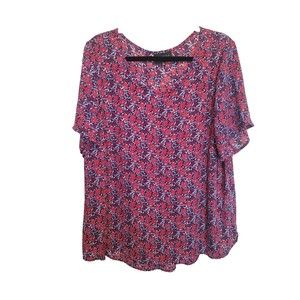Premise Woman Floral Short Sleeve Top Size 2X